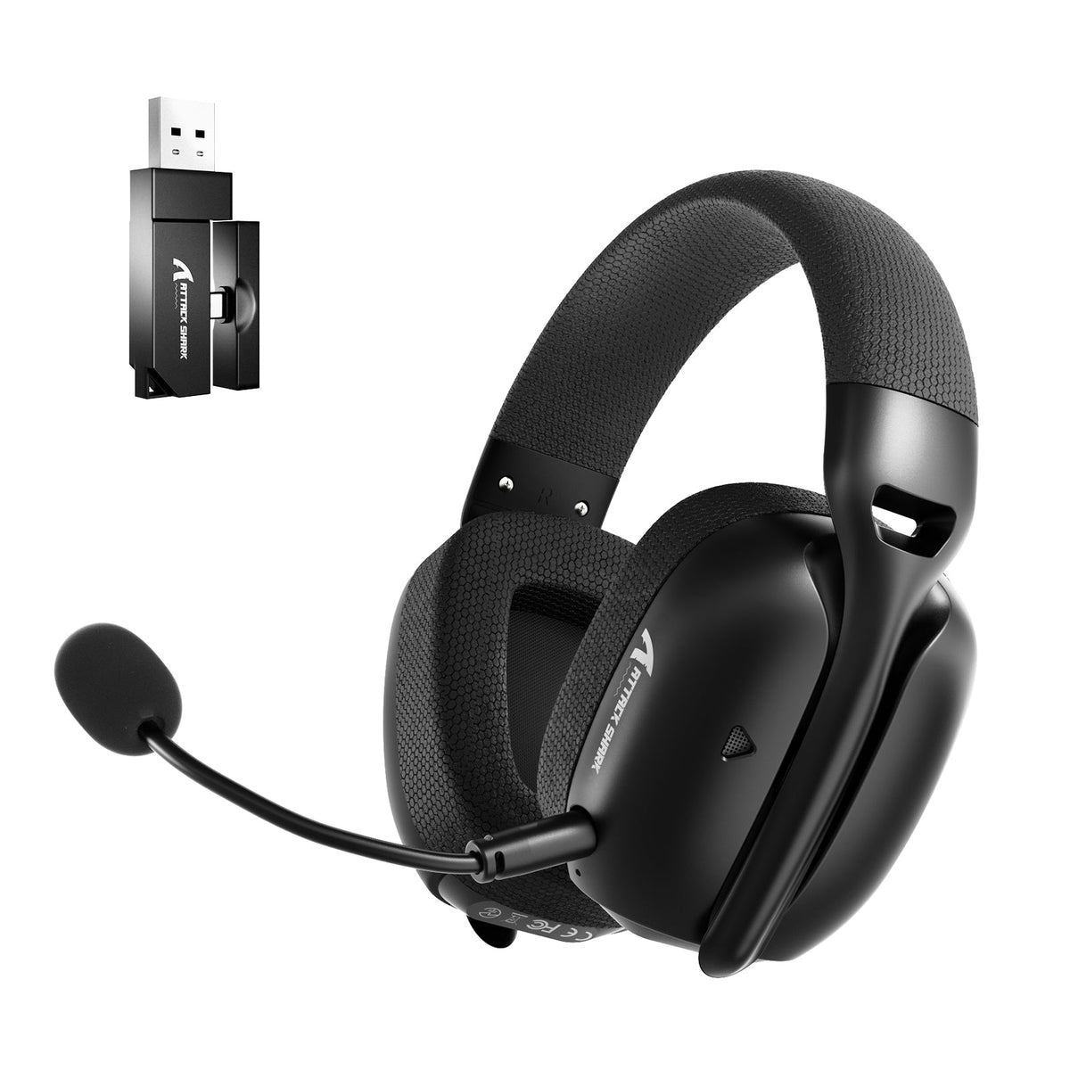 Attack Shark L80 PRO Wireless Gaming Headset, Dual Mic, 2.4G/BT