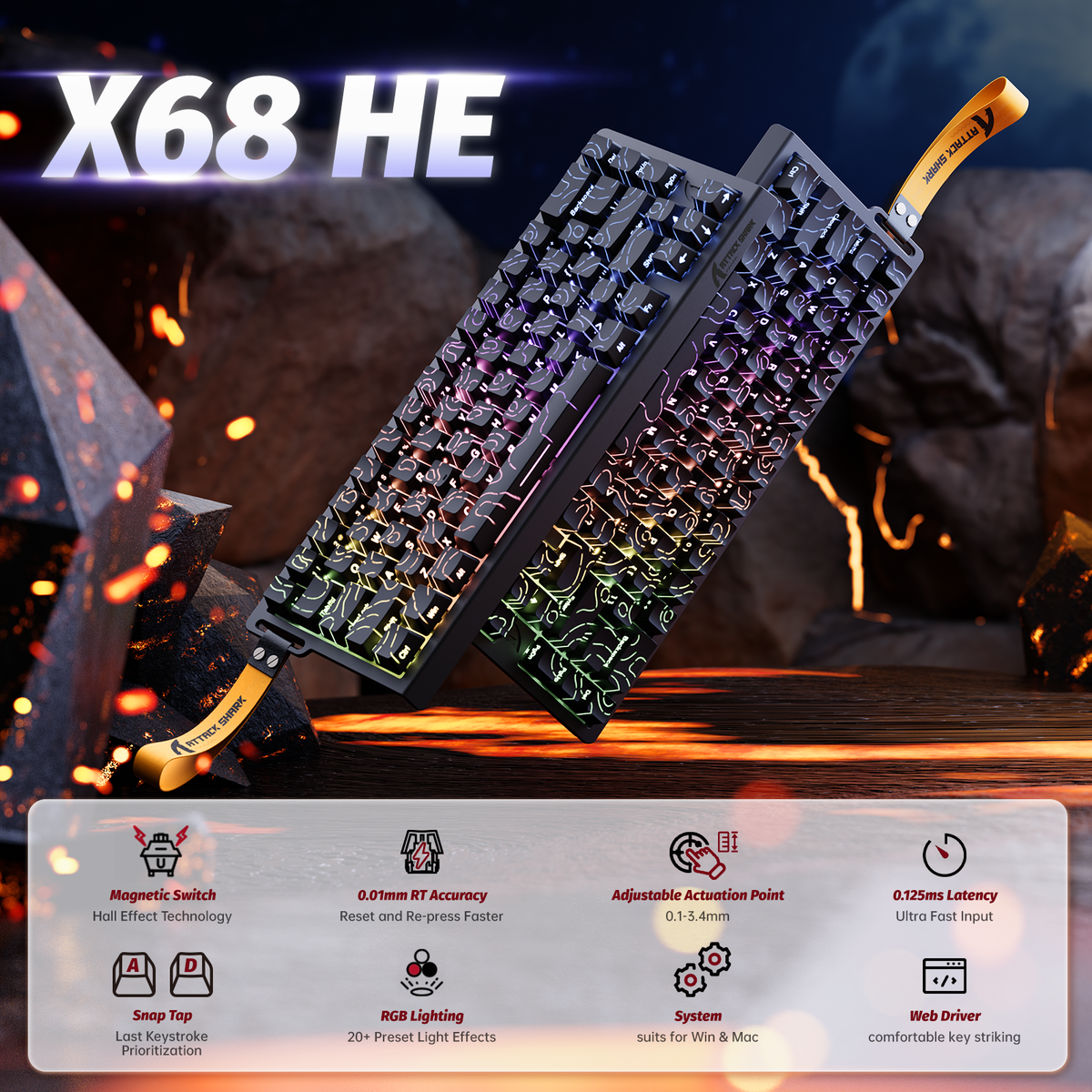 Attack Shark X68 HE 65% Wired 8K Magnetic Rapid Trigger Keyboard — view 2