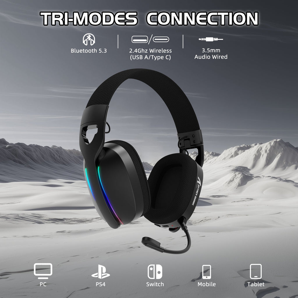 Attack Shark L90 Foldable Ultralight Tri-Mode RGB Gaming Headset — view 2