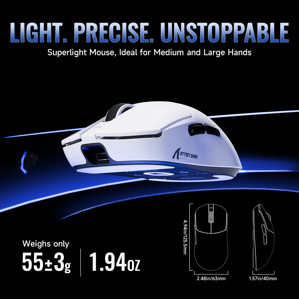 Attack Shark X8 Ultimate PAW3950MAX 8K Wireless Gaming Mouse — view 5