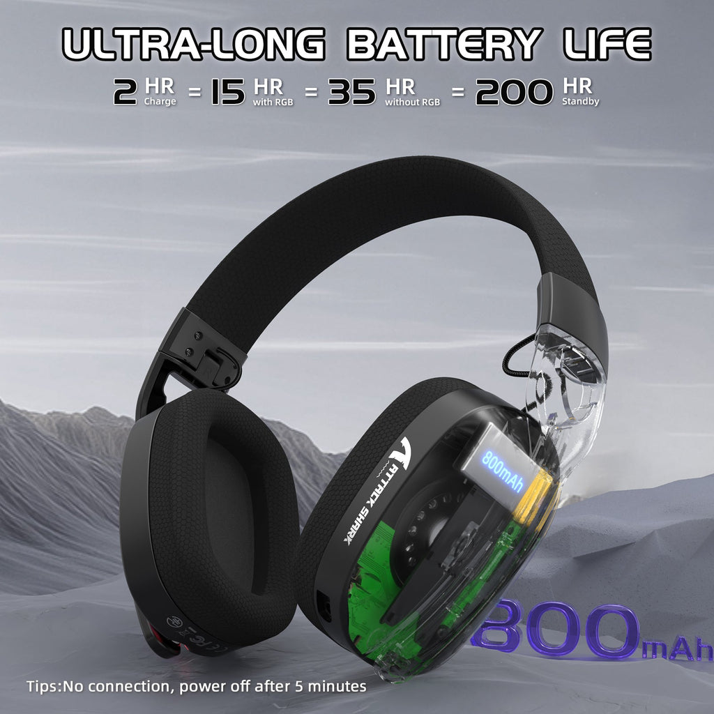 Attack Shark L90 Foldable Ultralight Tri-Mode RGB Gaming Headset — view 4