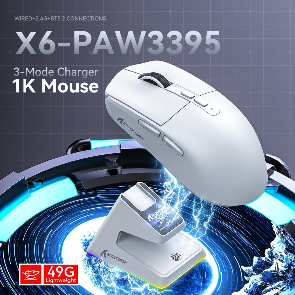 Attack Shark X6 49g Wireless Gaming Mouse with Charging Dock — view 2