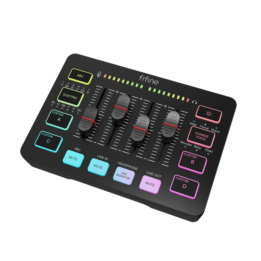 FIFINE AmpliGame SC3 Gaming Audio Mixer, XLR Input, 48V Phantom — view 2