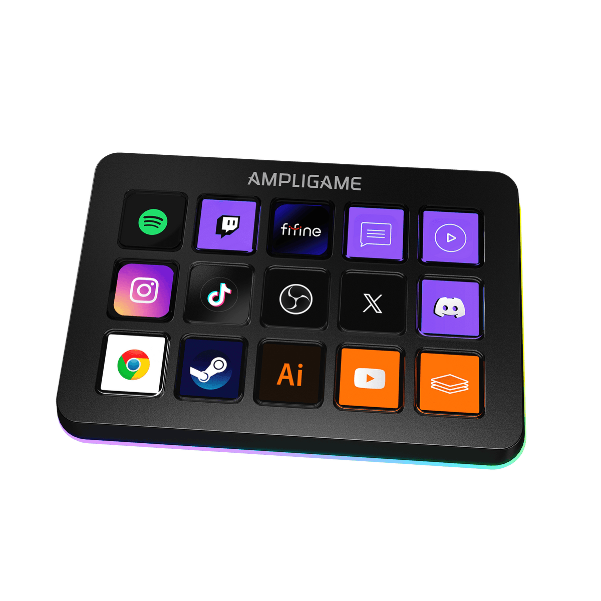 FIFINE AmpliGame D6 Stream Deck, 15 LCD Macro Keys with RGB