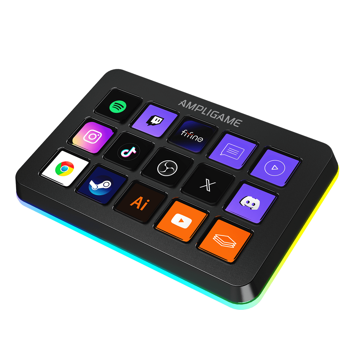 FIFINE AmpliGame D6 Stream Deck, 15 LCD Macro Keys with RGB — view 2