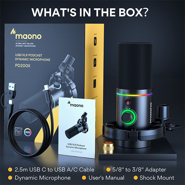 Maono PD200X Dynamic USB/XLR Microphone with Boom Arm
