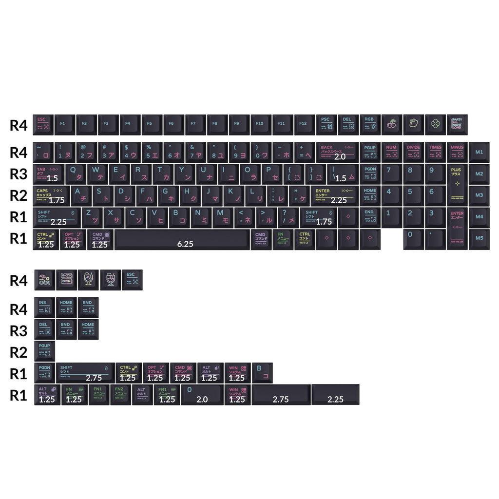 Keychron Neon Night Cherry-Profile PBT Keycap Set — view 2
