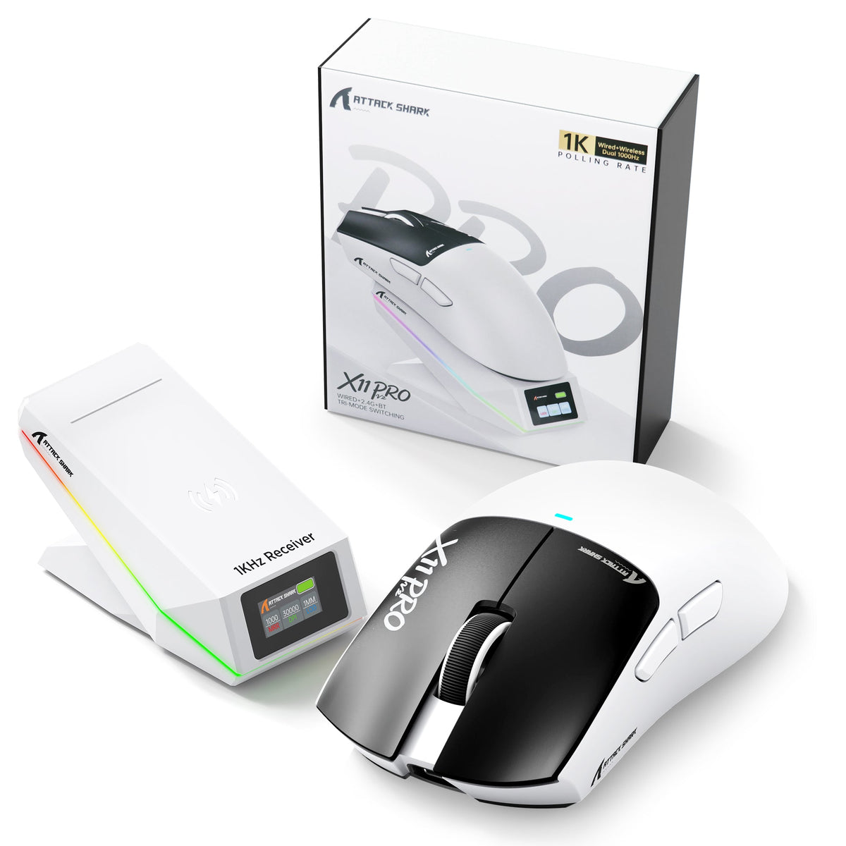 Attack Shark X11 Pro V2 Wireless Mouse with TFT Display Dock — view 2