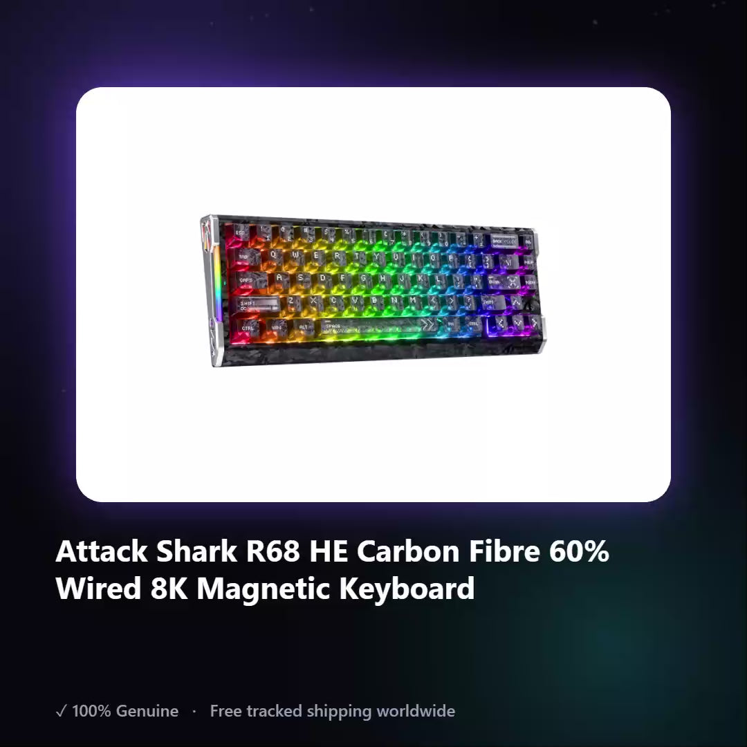 AUREN — Attack Shark R68 HE Carbon Fibre 60% Wired 8K Magnetic Keyboard