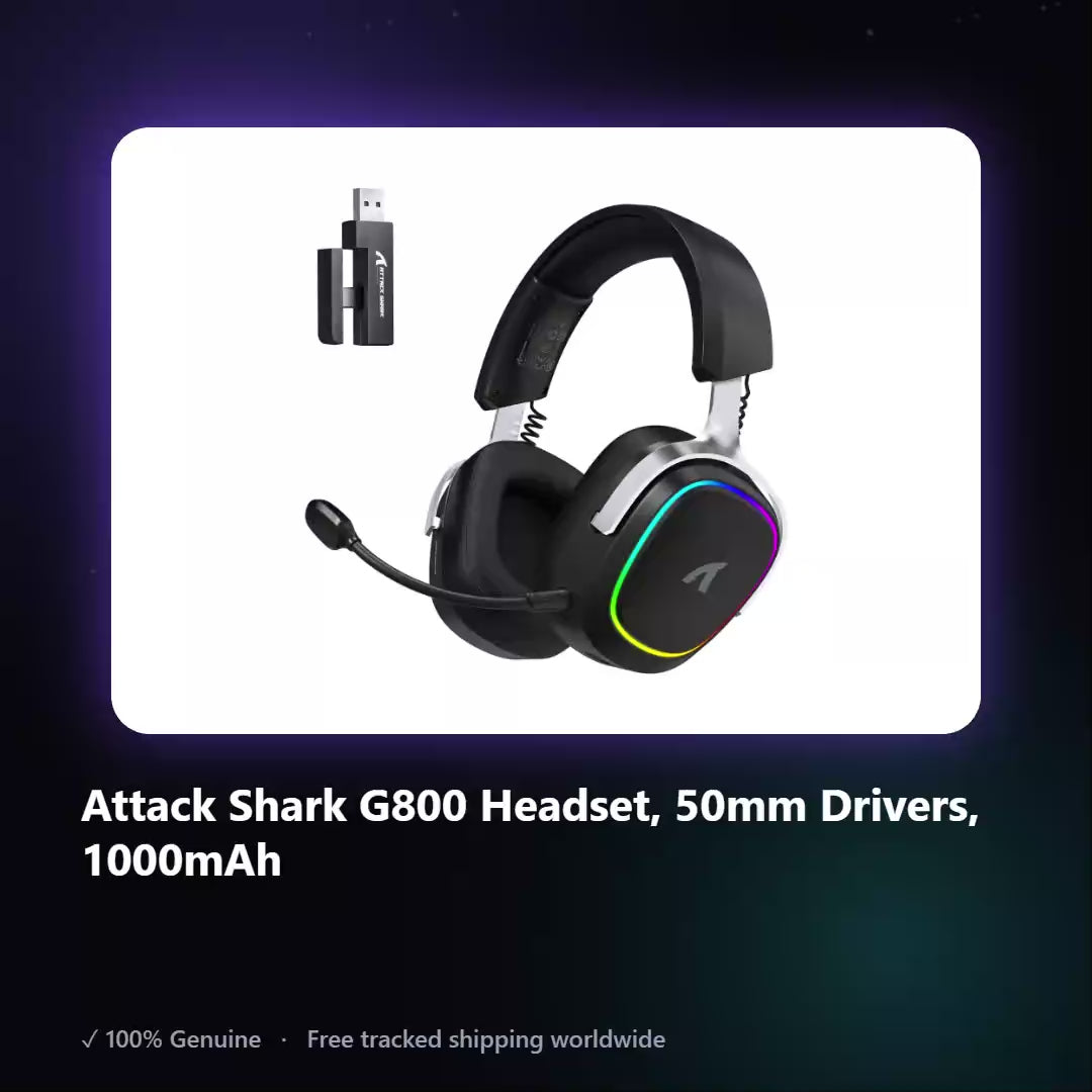 AUREN — Attack Shark G800 Headset, 50mm Drivers, 1000mAh