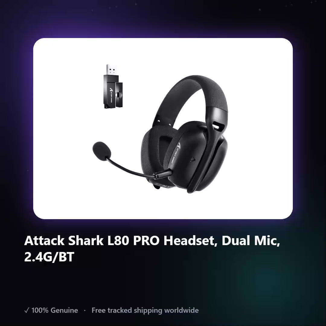 AUREN — Attack Shark L80 PRO Headset, Dual Mic, 2.4G/BT