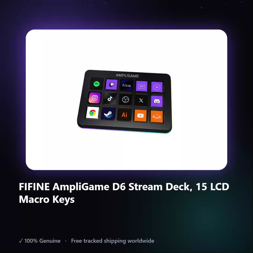 AUREN — FIFINE AmpliGame D6 Stream Deck, 15 LCD Macro Keys