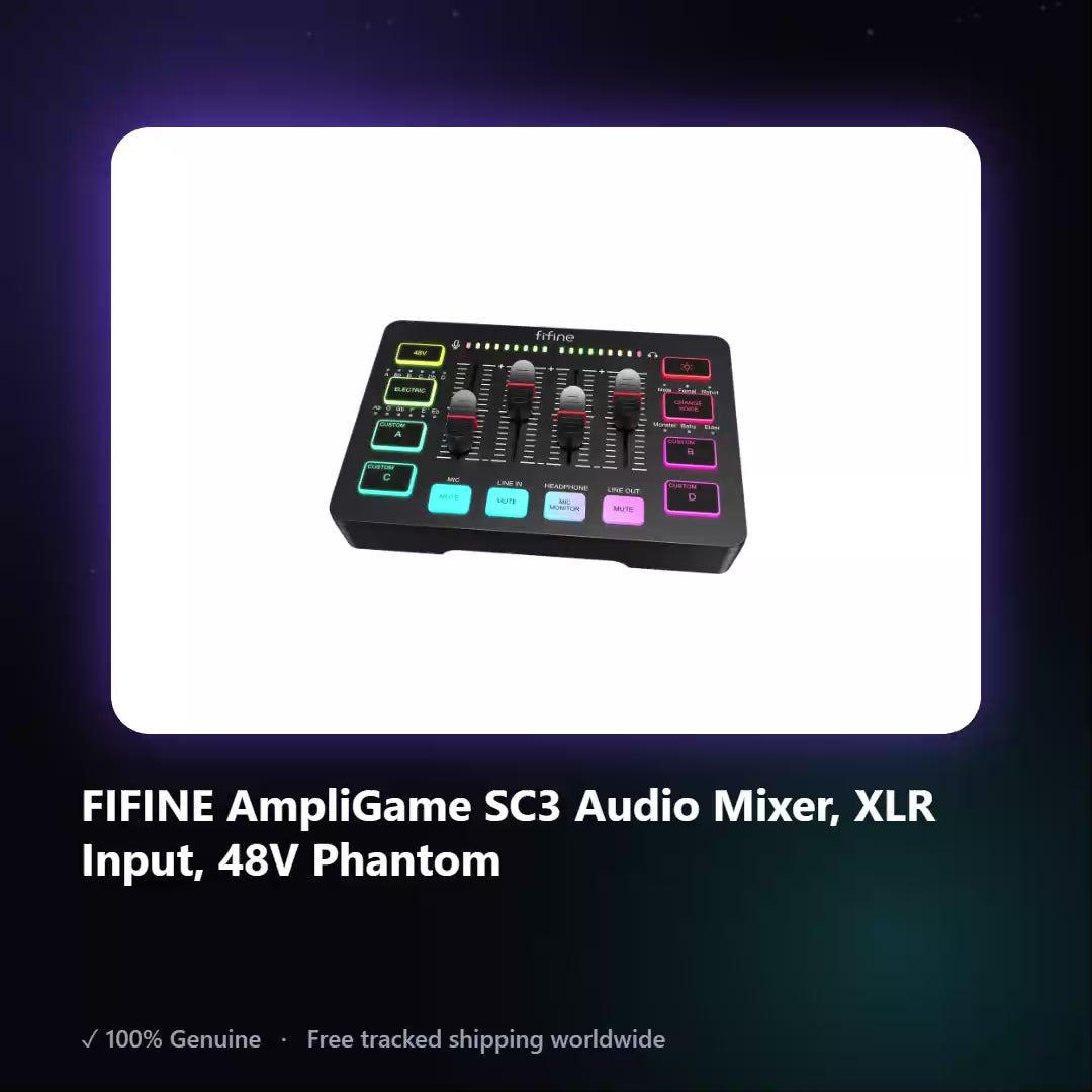 AUREN — FIFINE AmpliGame SC3 Audio Mixer, XLR Input, 48V Phantom